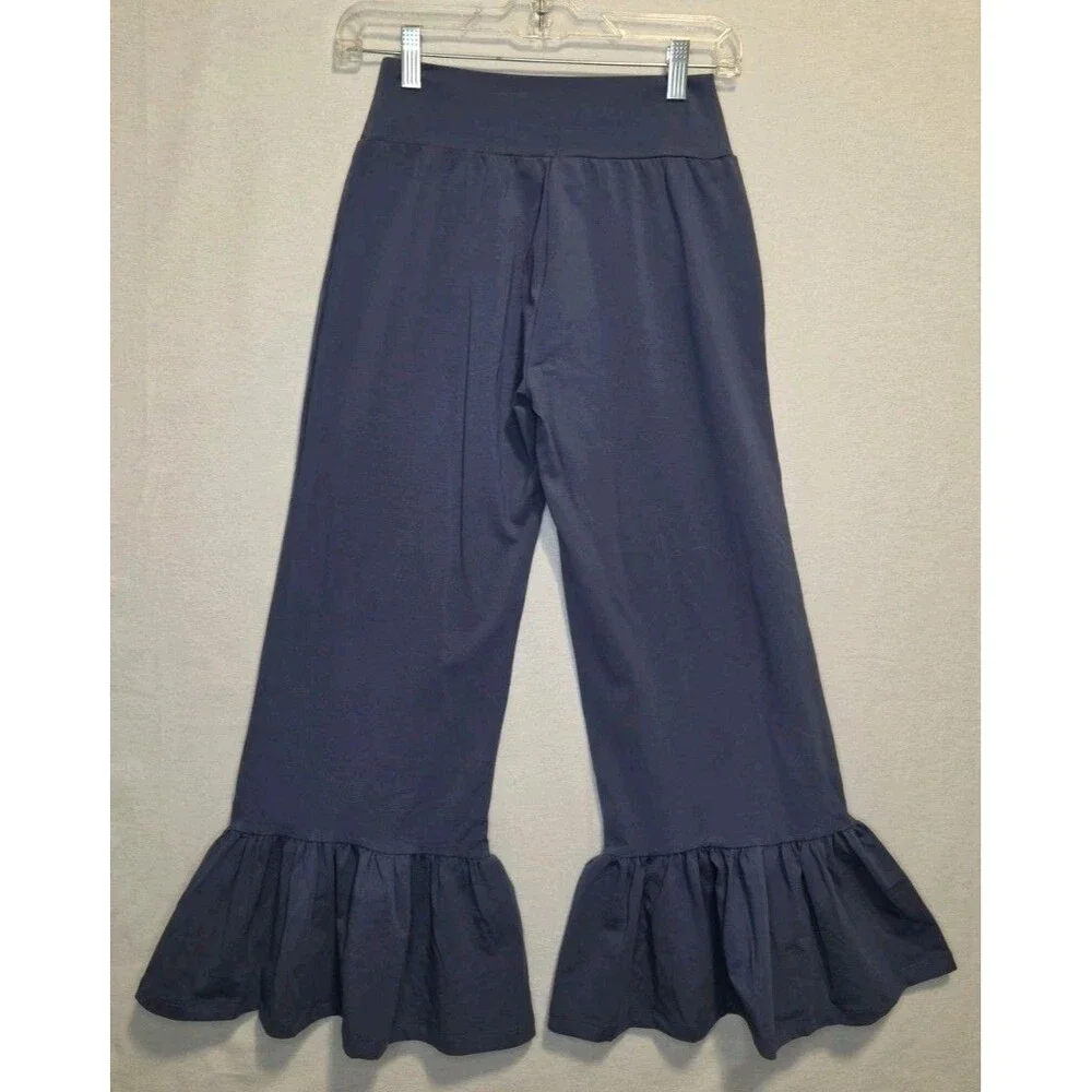 Matilda Jane Size S Blue Big Ruffle Pants New Stretch Waist